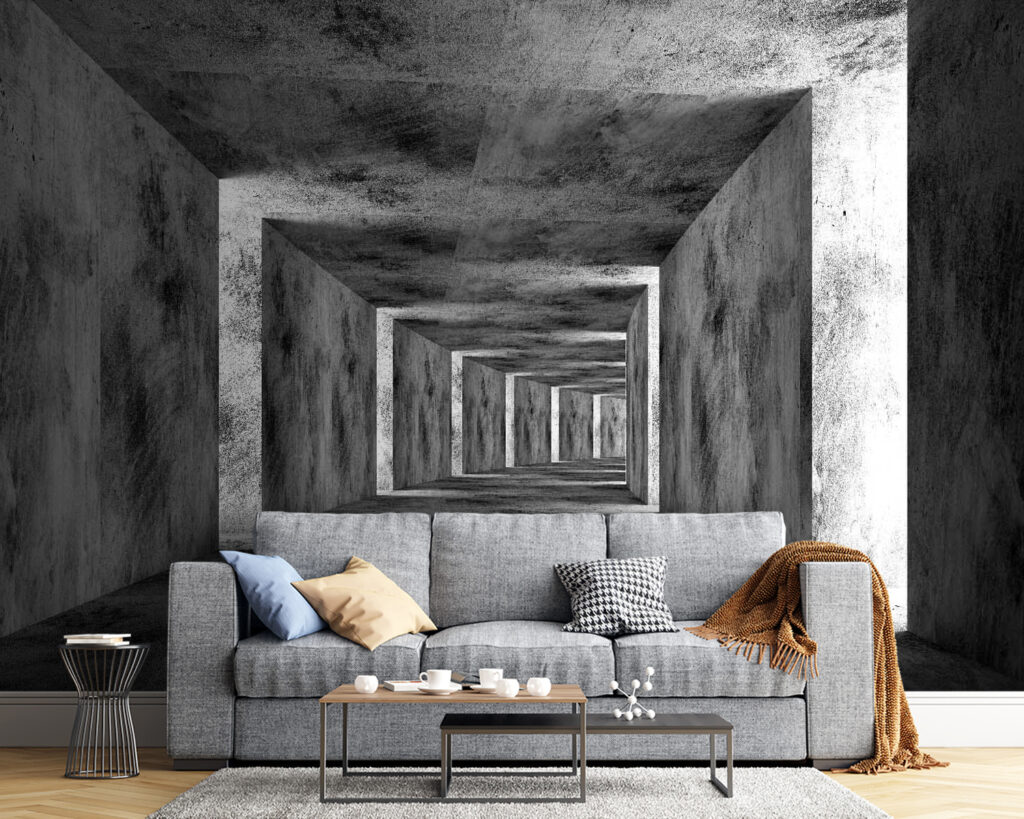 Pasillo cuadrado en gris — interior 4