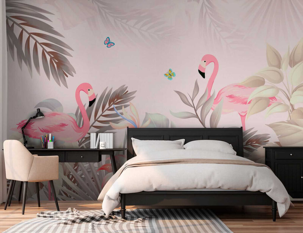 Flamencos entre hojas suaves — interior 2