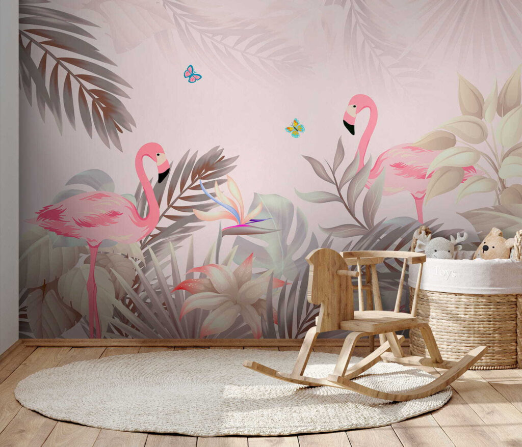 Flamencos entre hojas suaves — interior 5