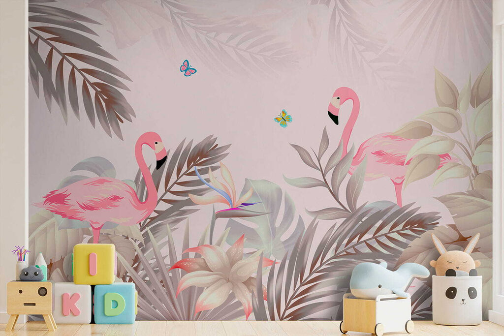 Flamencos entre hojas suaves — interior 10