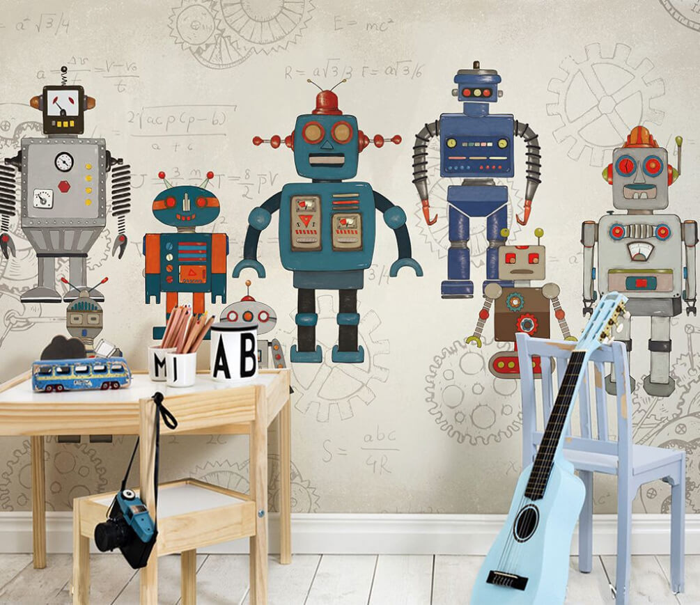 Robots sobre planos antiguos — interior 1