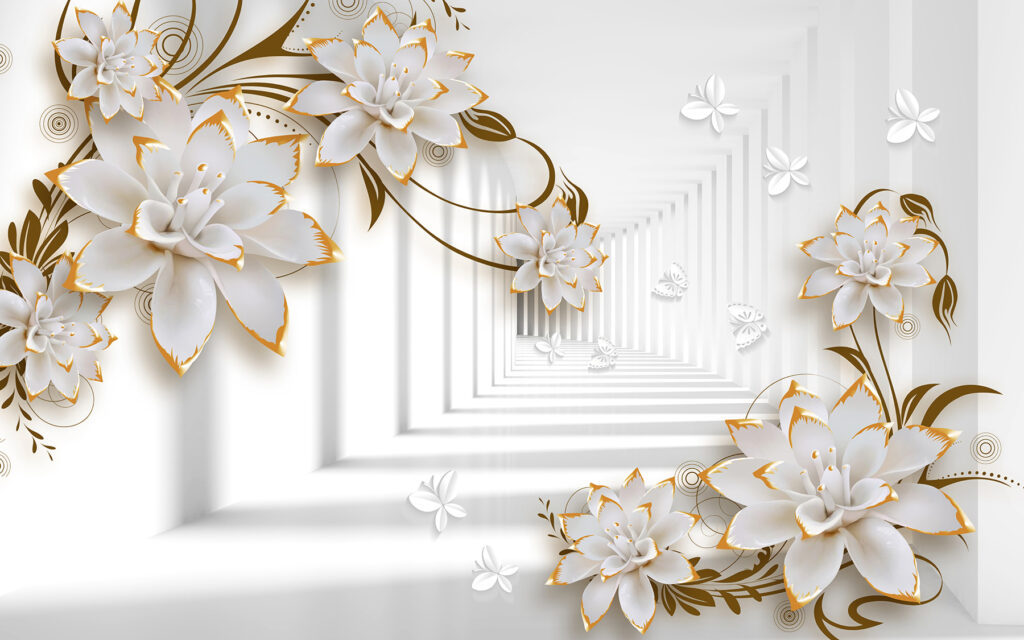 Flores en un pasillo — diseño completo