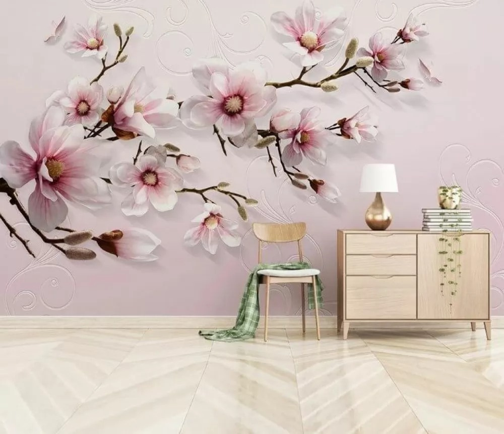 Magnolia sobre rosa suave — interior 1