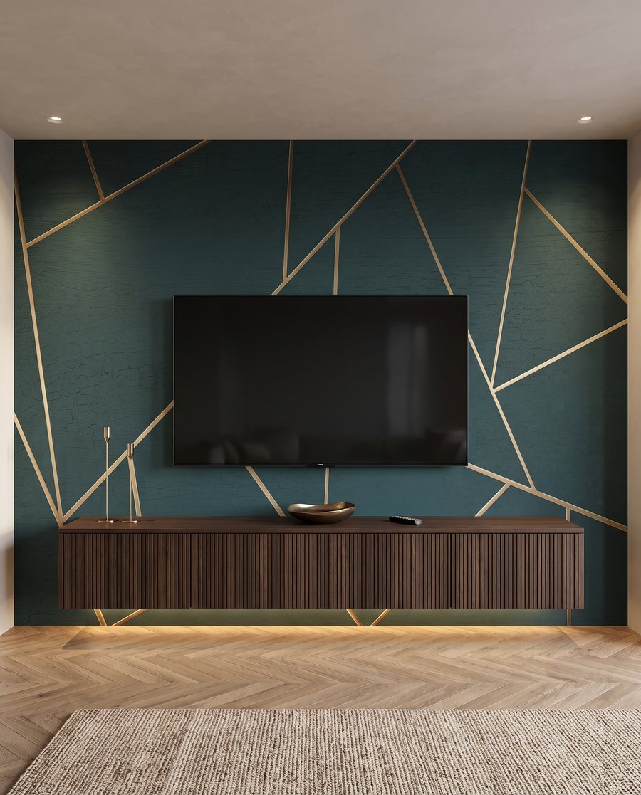Líneas doradas sobre verde — interior 3