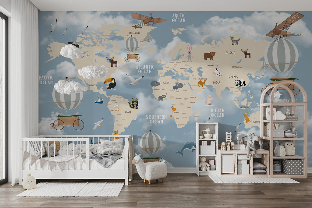 Mapa mundi y globos — interior 9