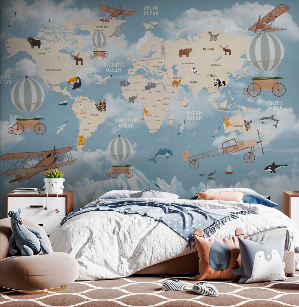 Mapa mundi y globos — interior 6