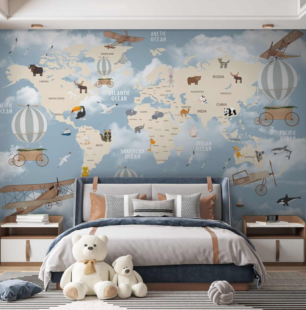 Mapa mundi y globos — interior 8