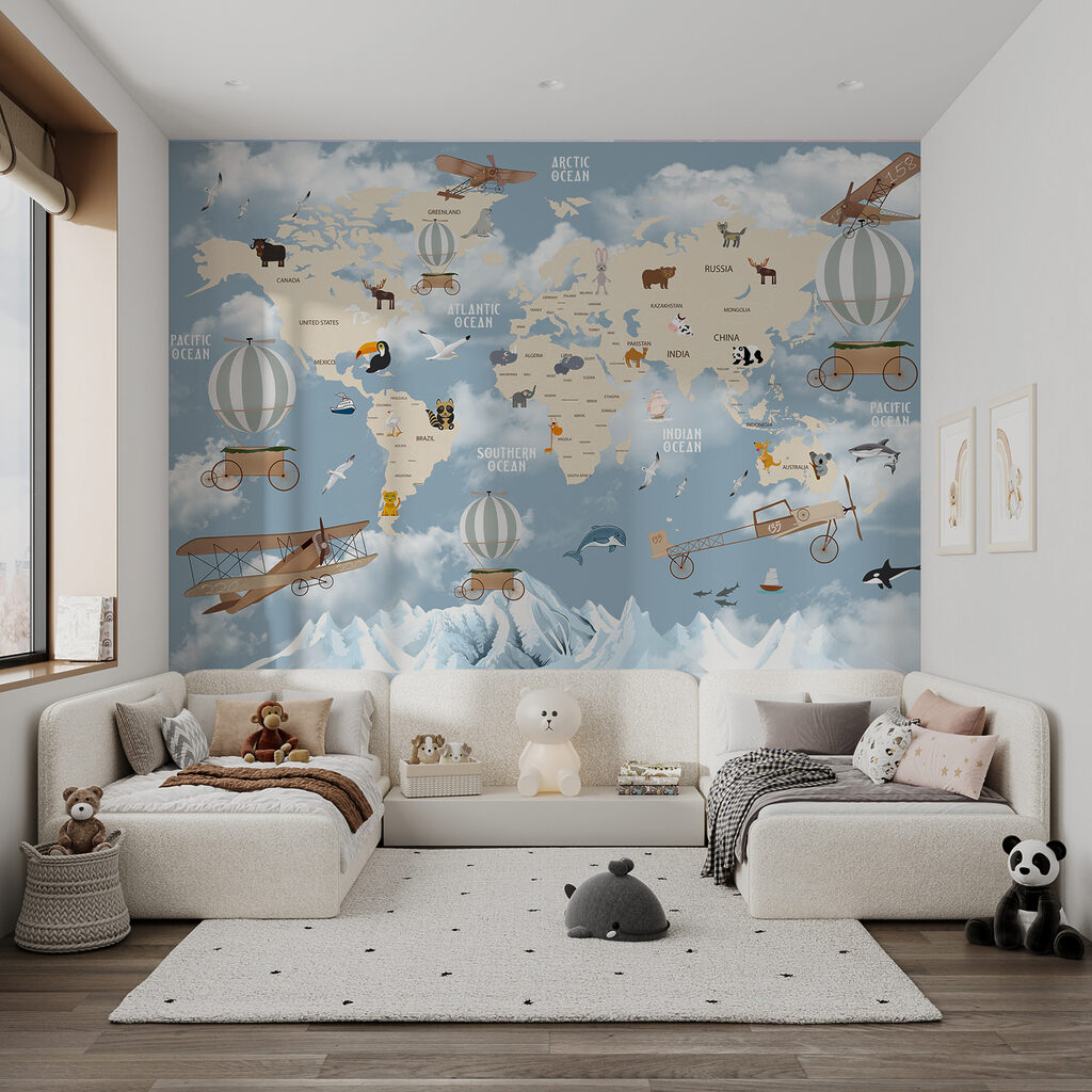 Mapa mundi y globos — interior 10