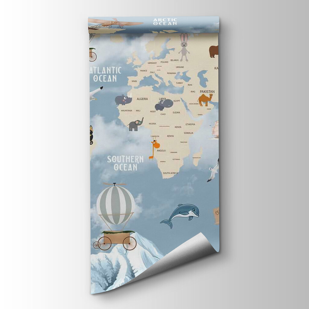 Mapa mundi y globos — vista del producto