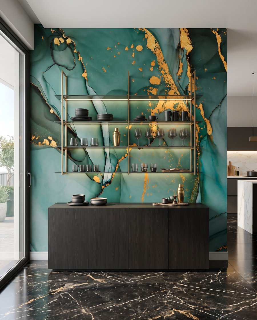 Grieta dorada en verde — interior 7