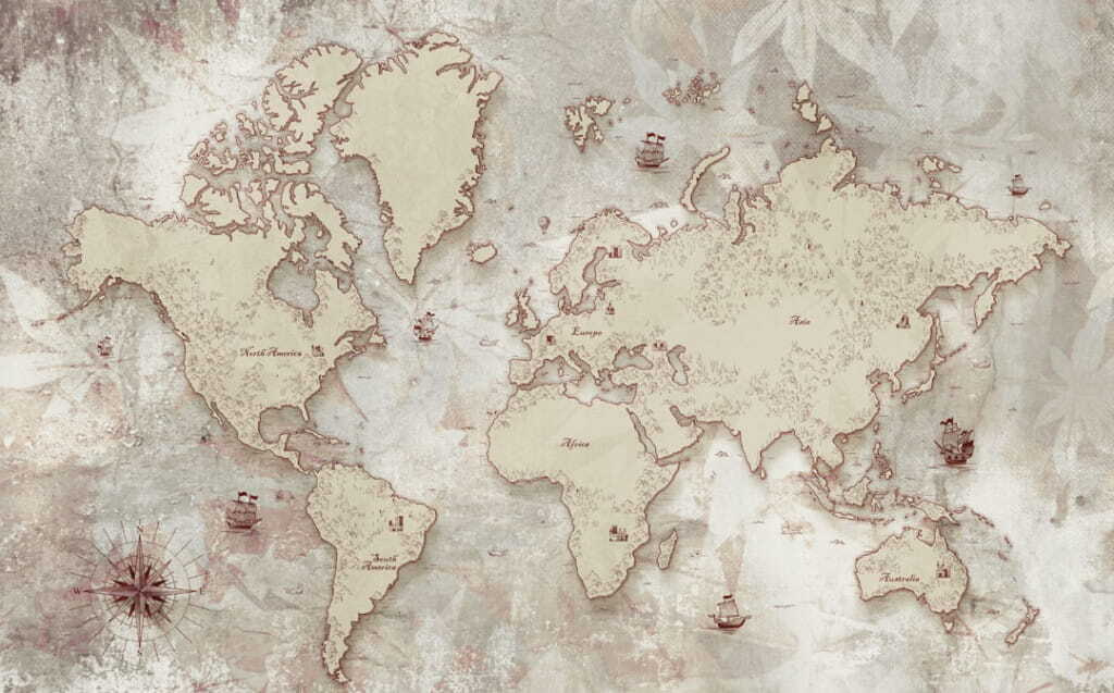 Mapa antiguo en arena — diseño completo