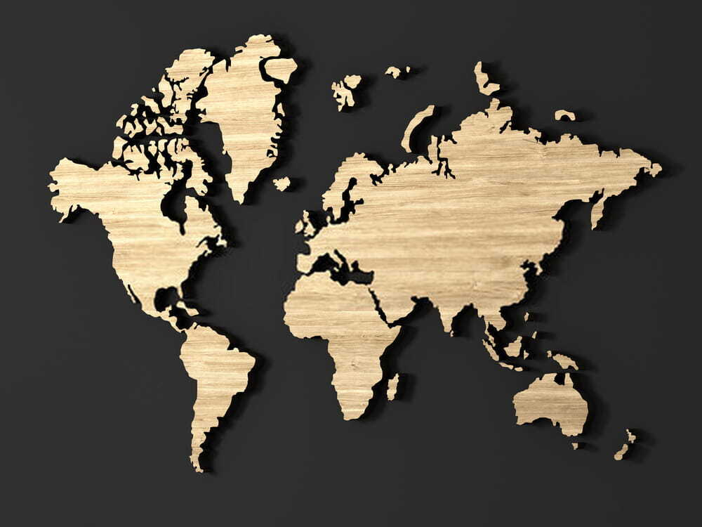 Mapa mundial con vetas — diseño completo