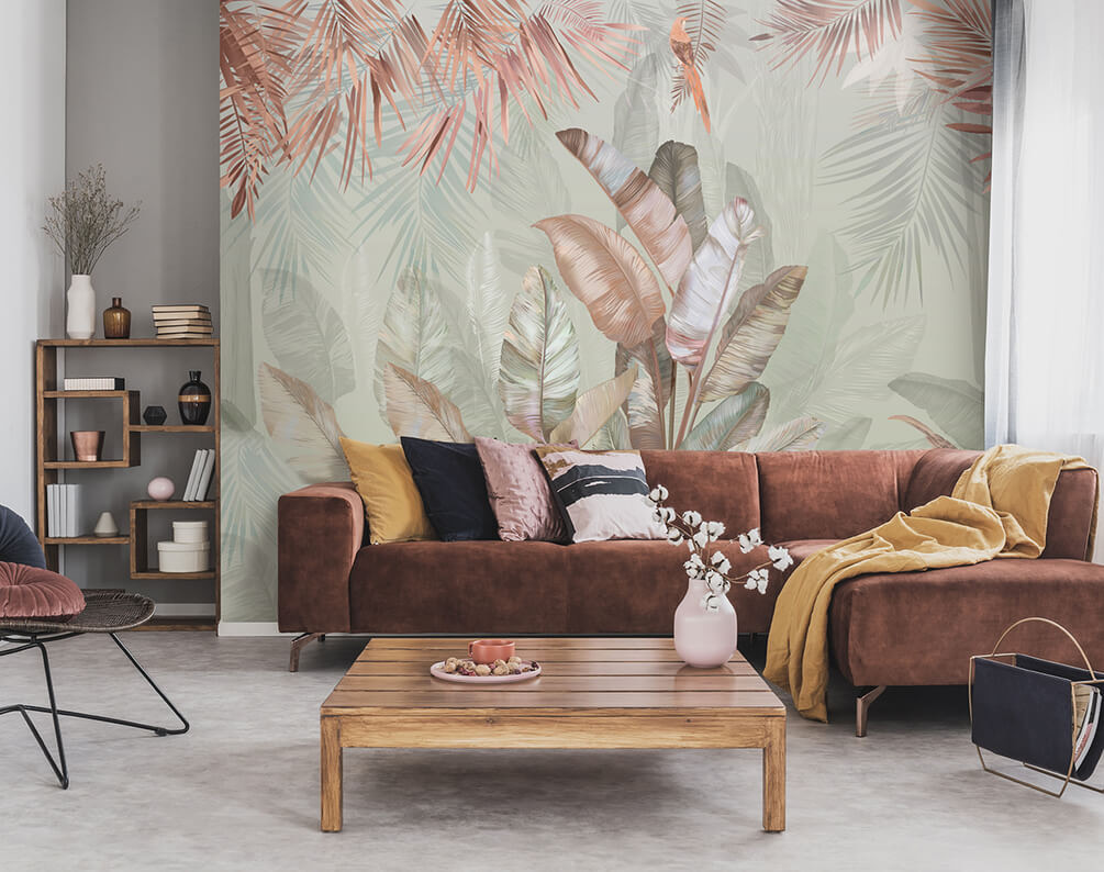 Hojas tropicales y aves — interior 2