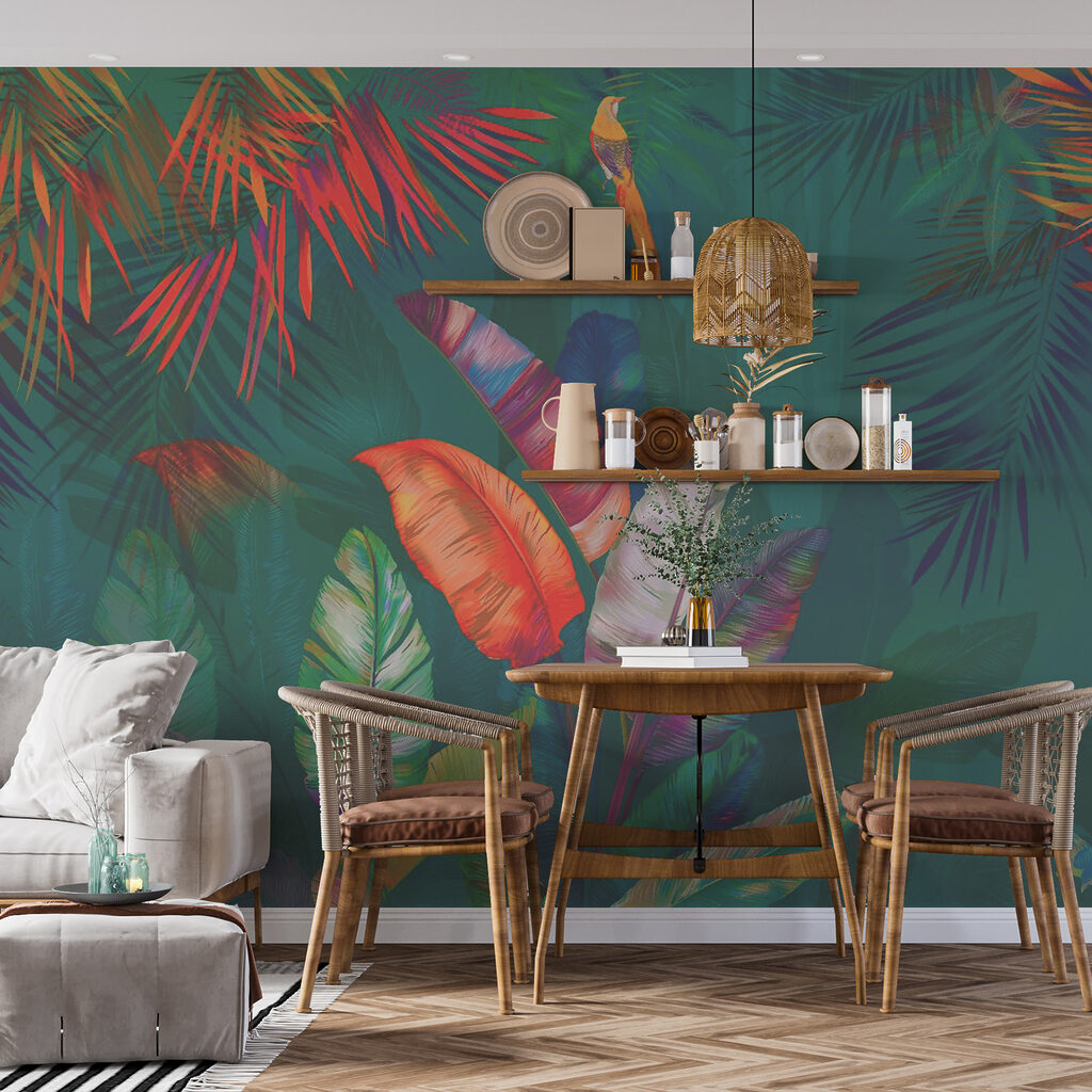 Hojas tropicales y aves — interior 5