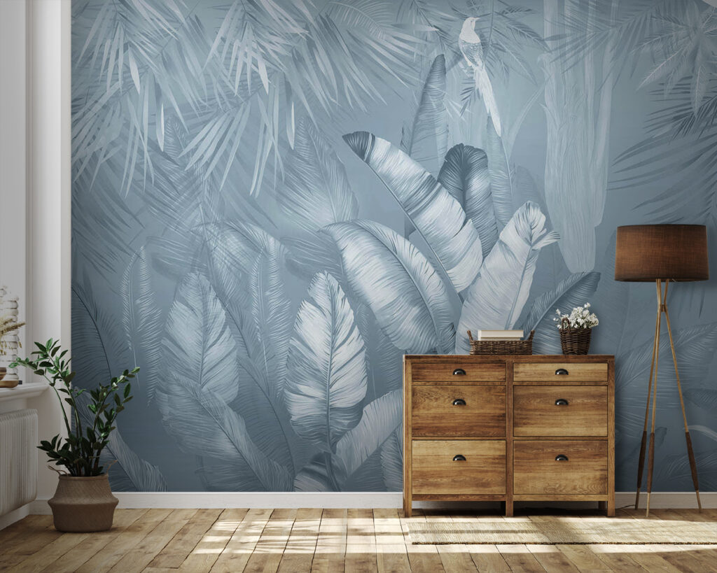 Hojas tropicales y aves — interior 1