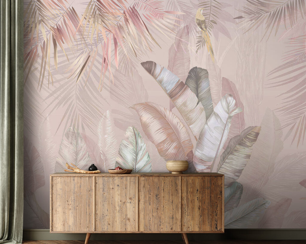 Hojas tropicales y aves — interior 2