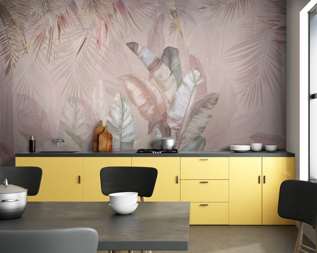 Hojas tropicales y aves — interior 1