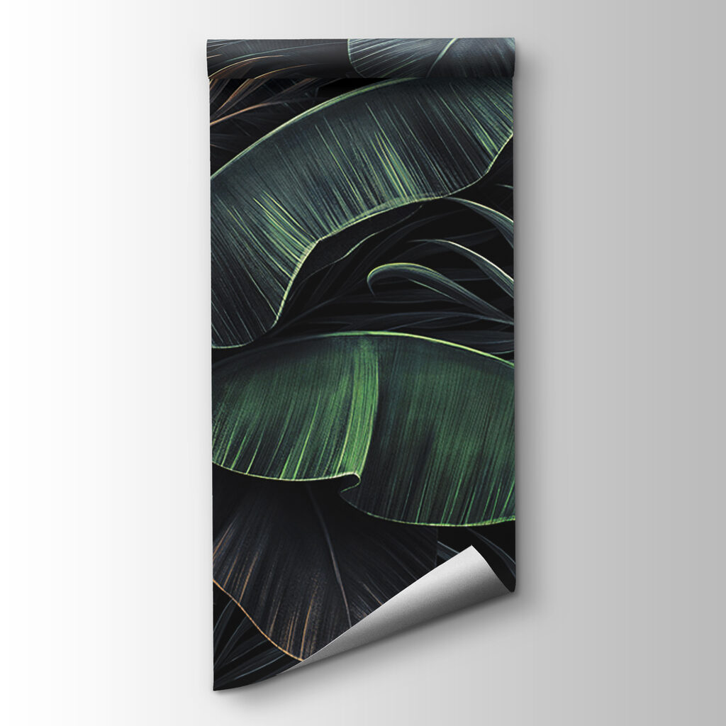 Hojas tropicales sobre negro — vista del producto
