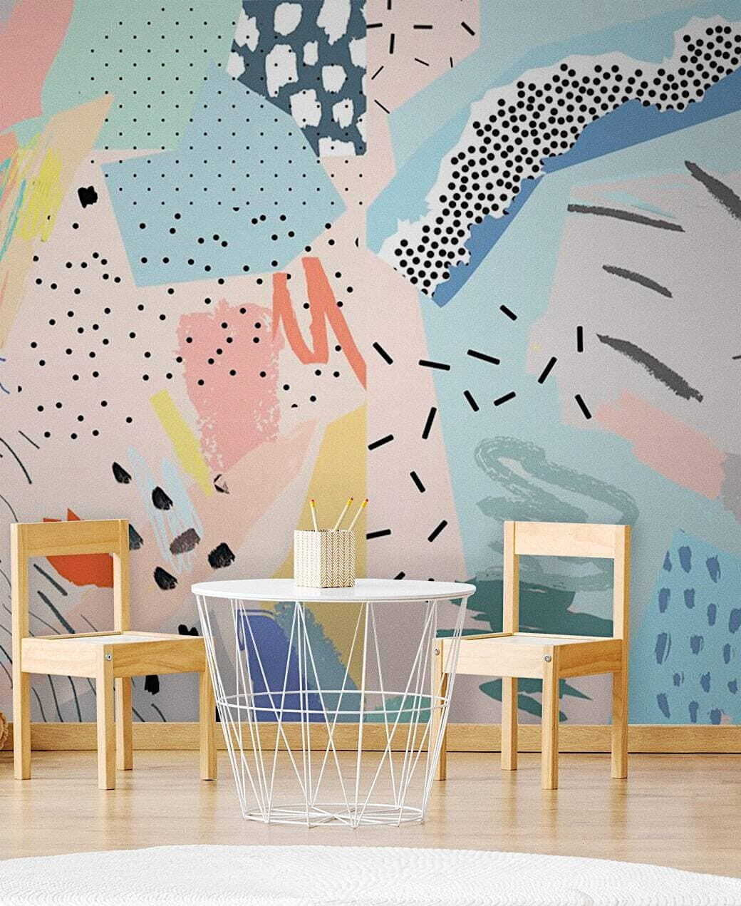 Manchas pastel y trazos — interior 1