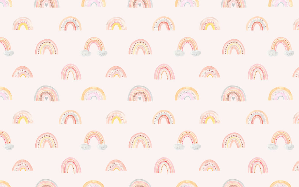Arcoíris pequeños sobre rosa — diseño completo