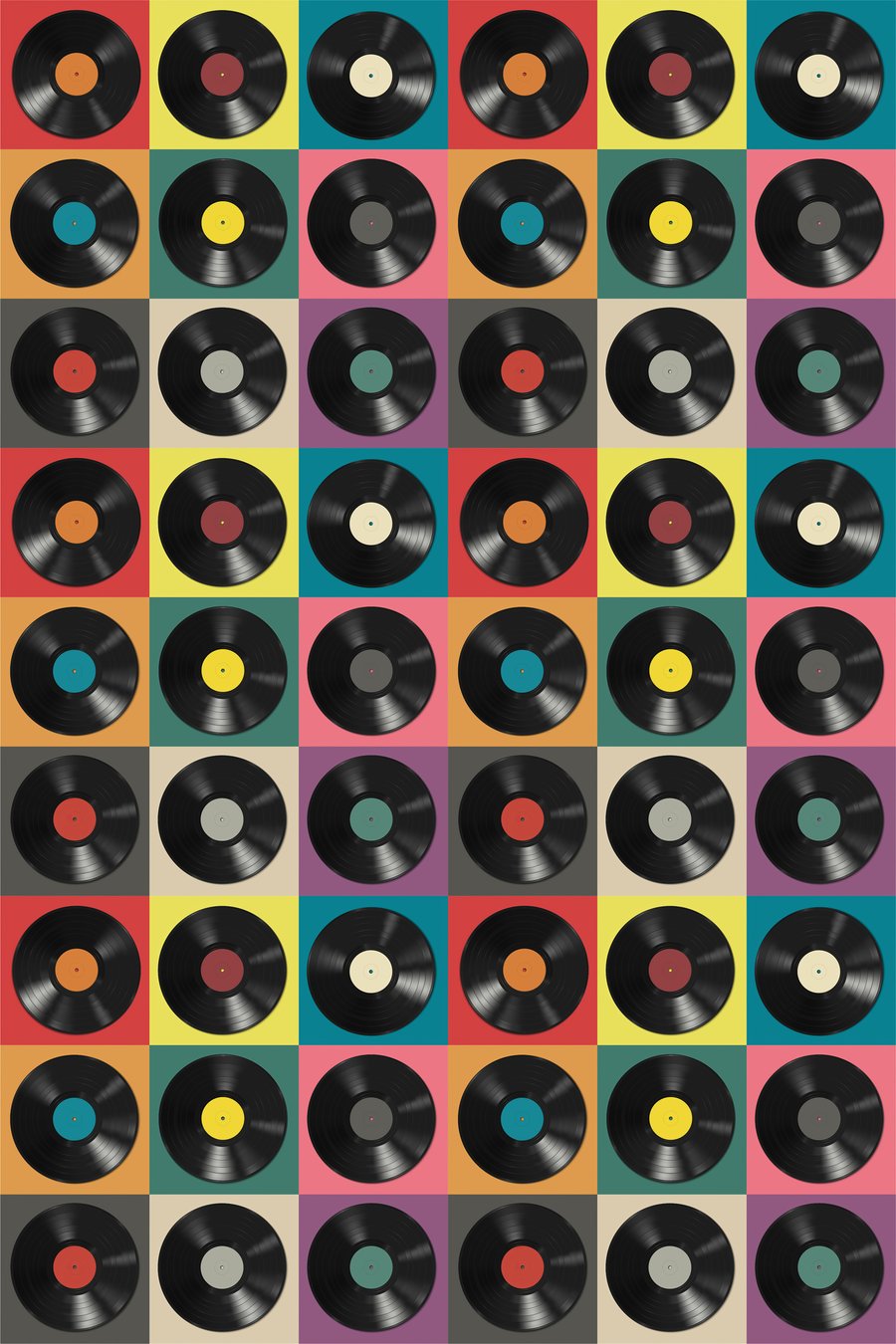Discos de vinilo coloridos — diseño completo