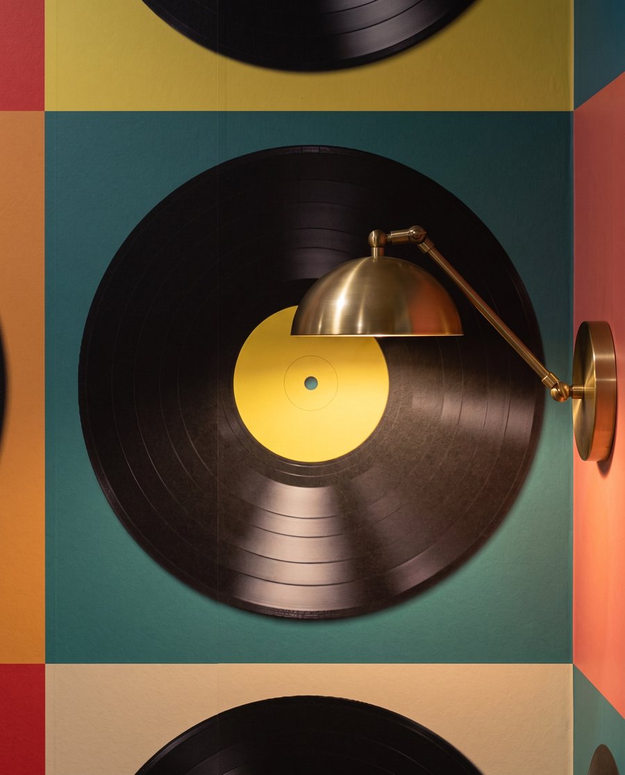 Discos de vinilo coloridos — detalle