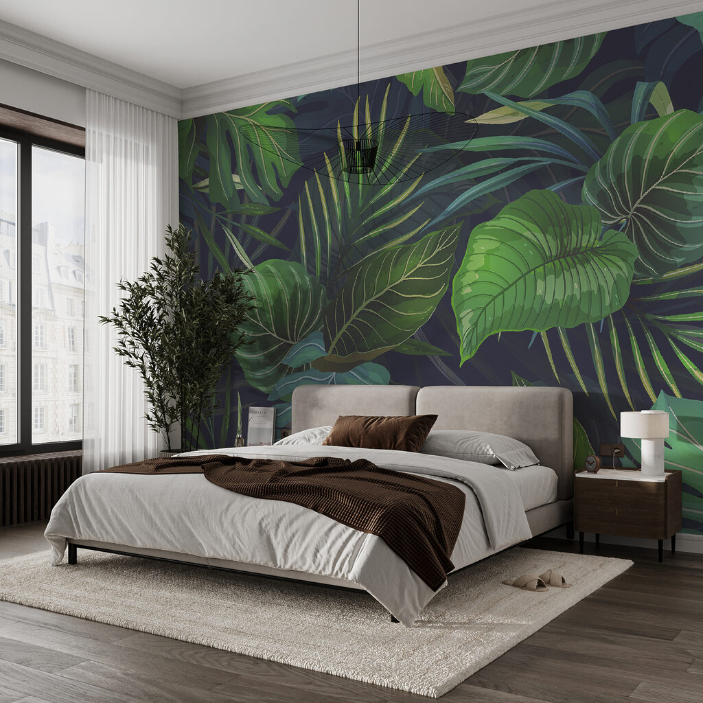 Hojas tropicales en azul — interior 4