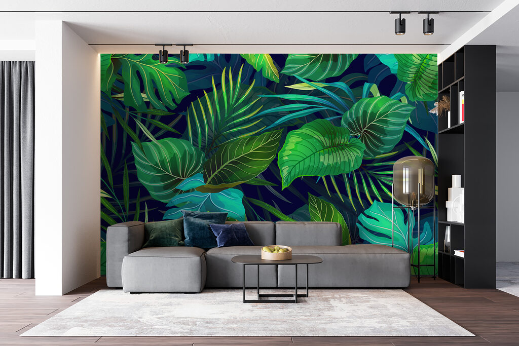 Hojas tropicales en azul — interior 3