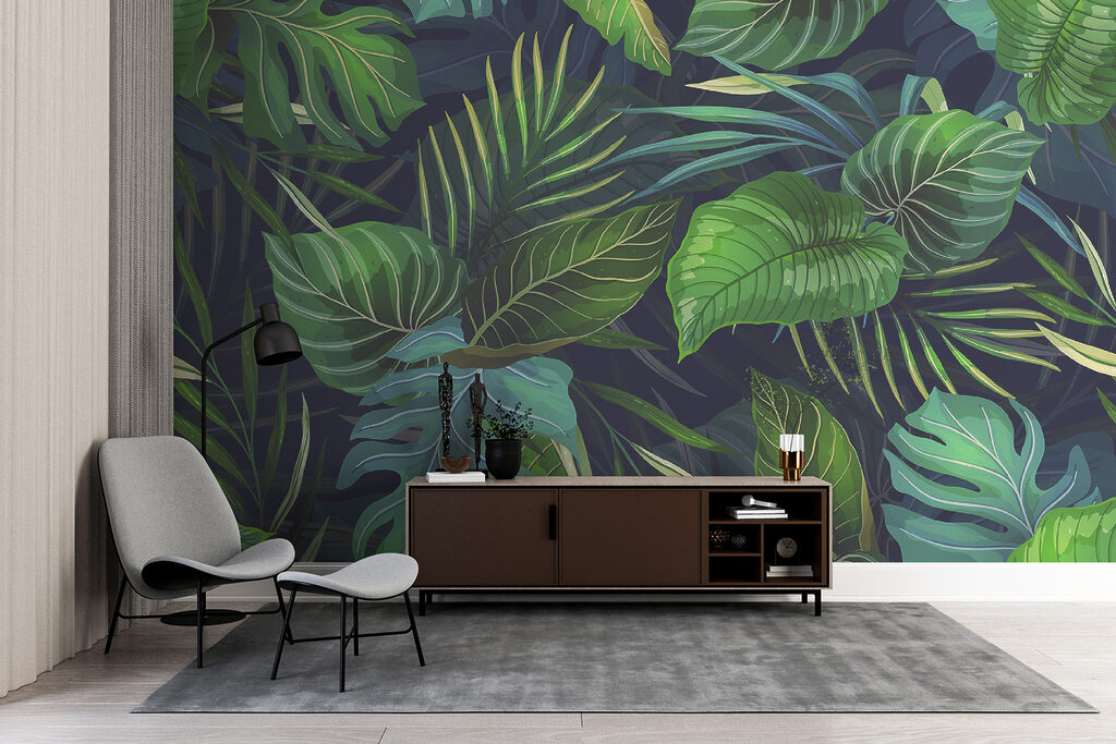 Hojas tropicales en azul — interior 5