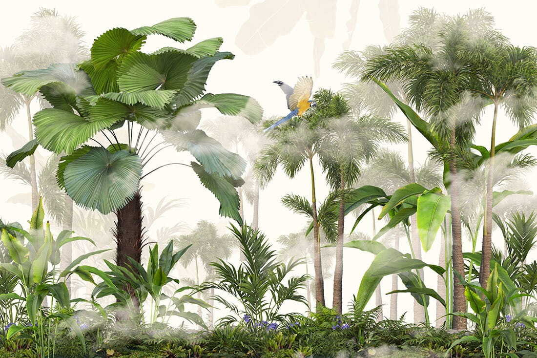Palmeras verdes en paisaje — diseño completo