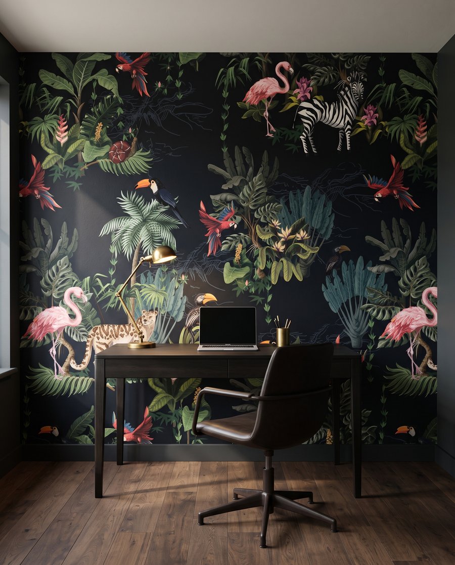Flamencos en jardín nocturno — interior 6