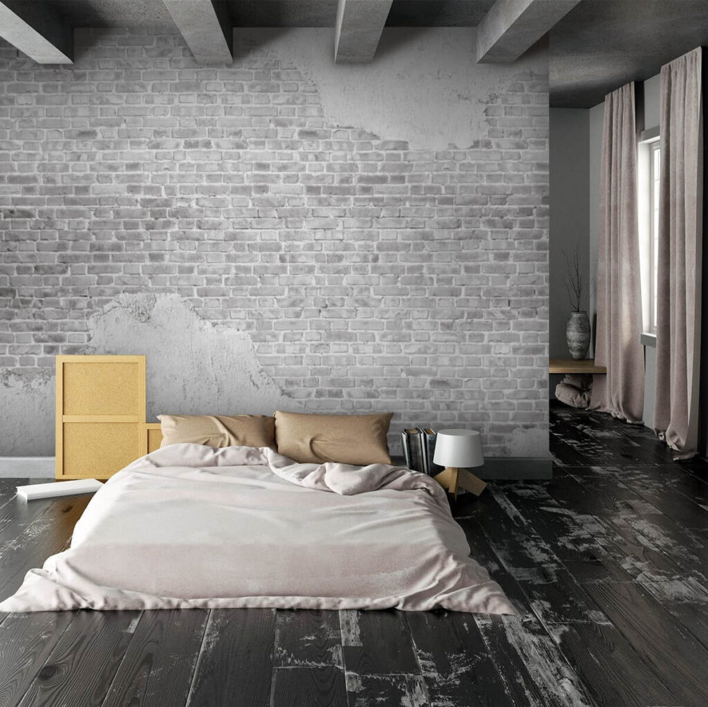 Muro desconchado en gris — interior 2