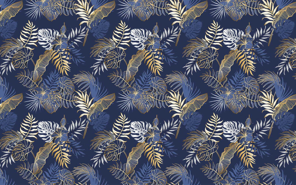 Ramitas tropicales en azul — diseño completo