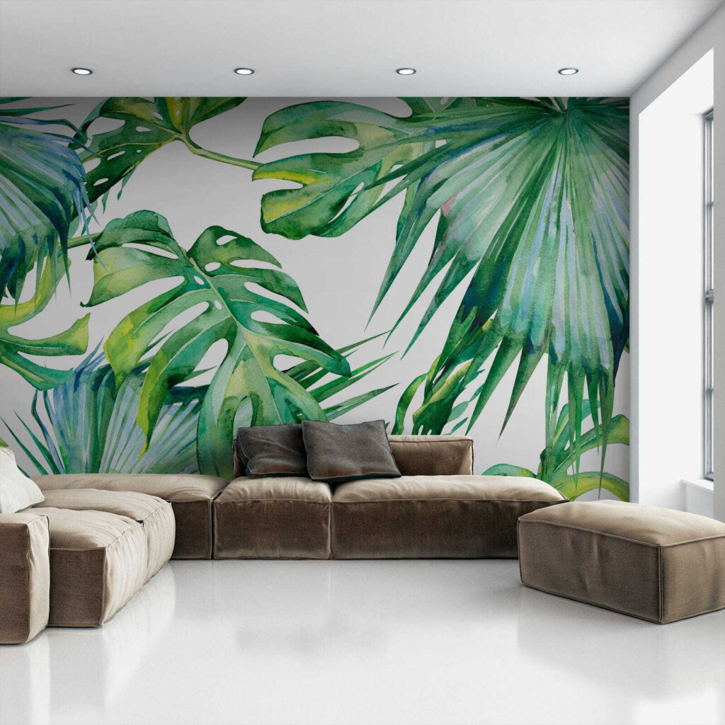 Hojas verdes en acuarela — interior 1