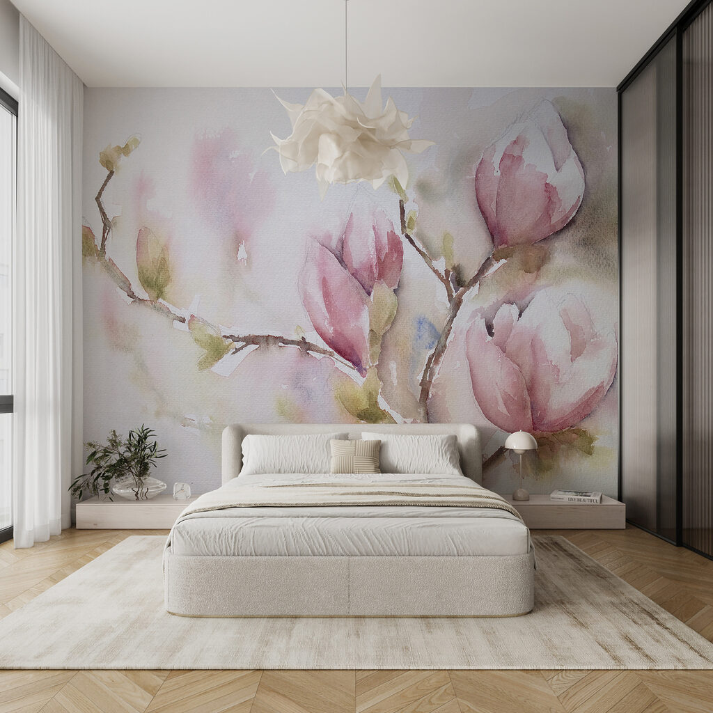 Magnolia en acuarela rosa — interior 12
