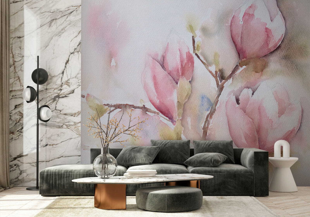 Magnolia en acuarela rosa — interior 8