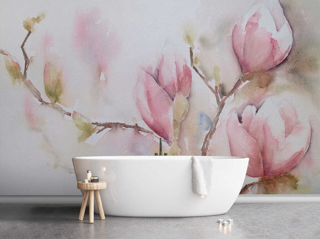 Magnolia en acuarela rosa — interior 10