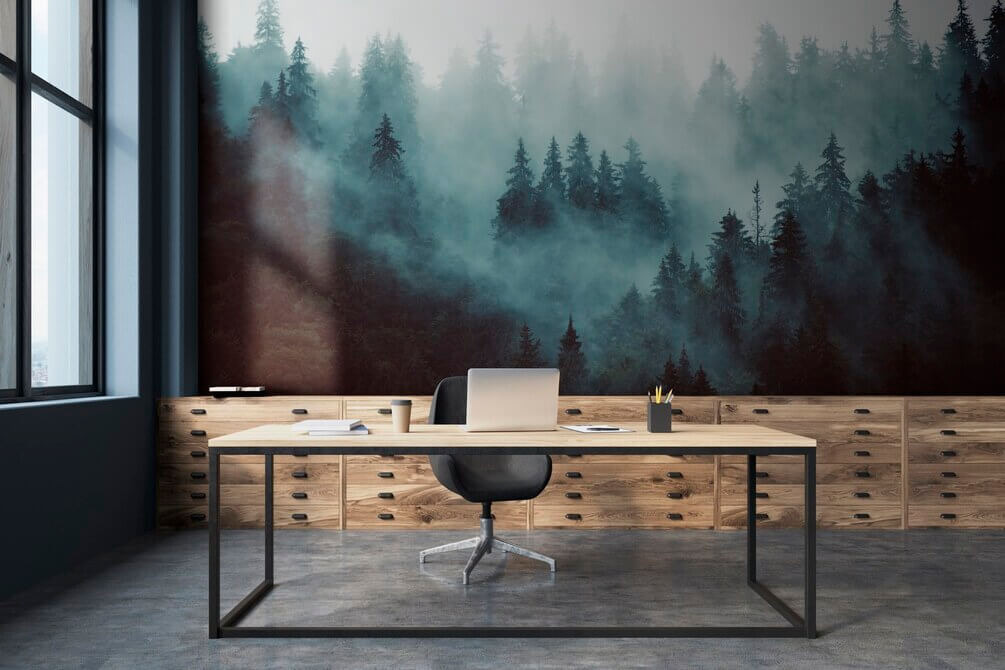 Pinar en niebla azul — interior 1