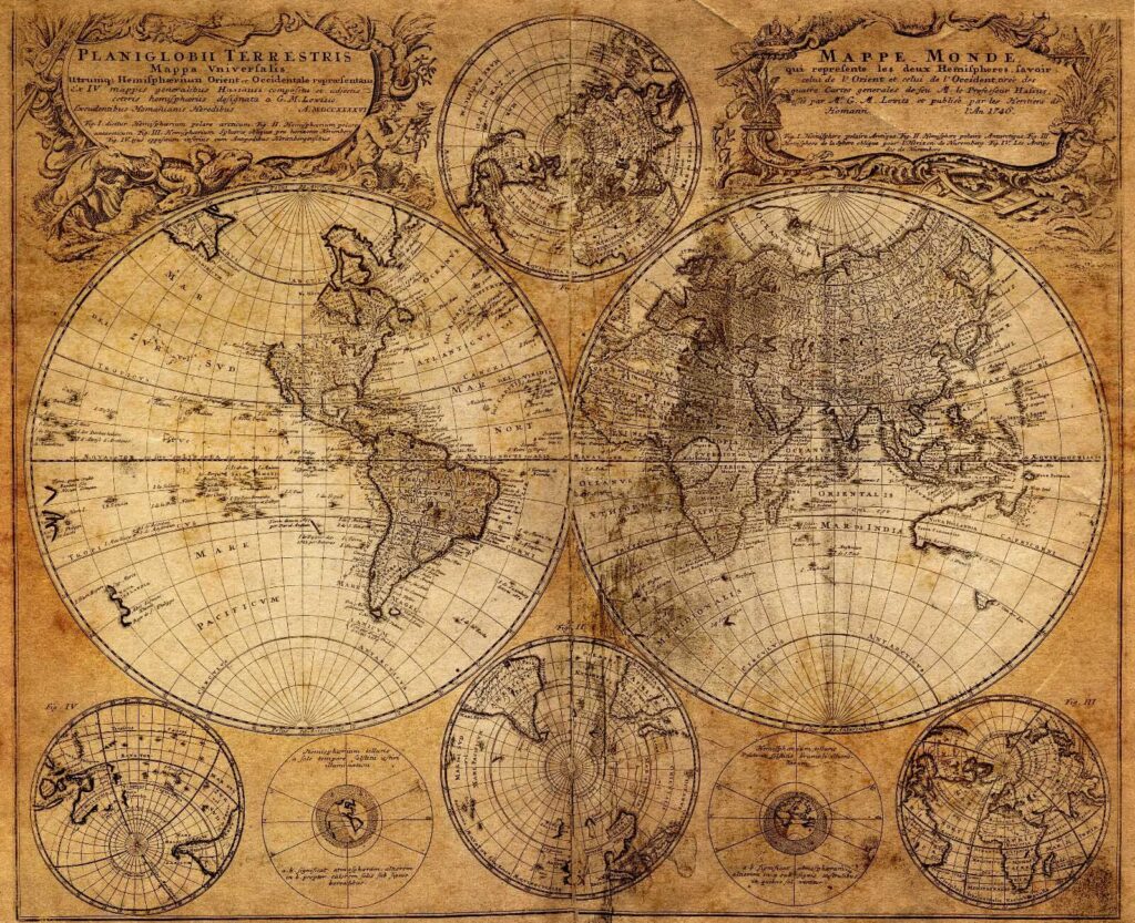 Mundo en círculos antiguos — diseño completo