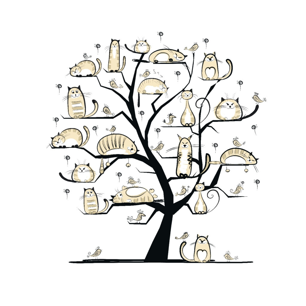 Árbol con gatos — diseño completo