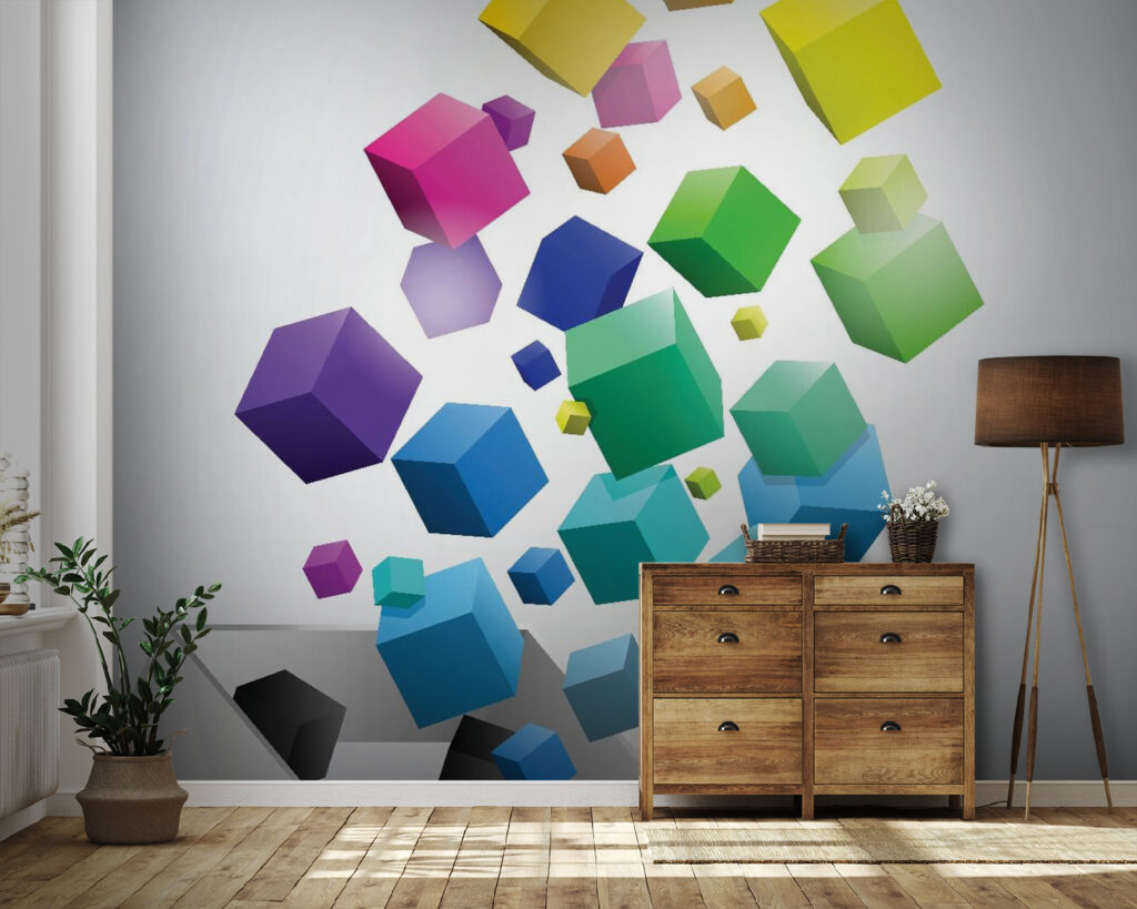 Cubos flotantes de colores — interior 1