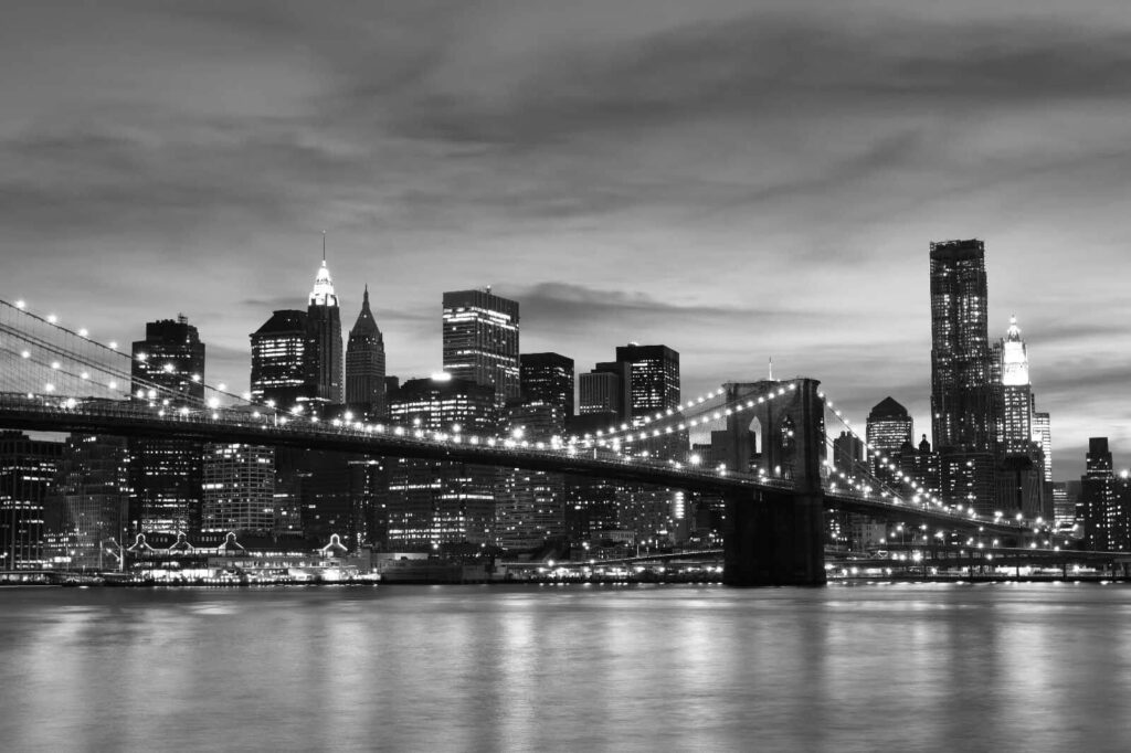 Puente colgante nocturno — diseño completo