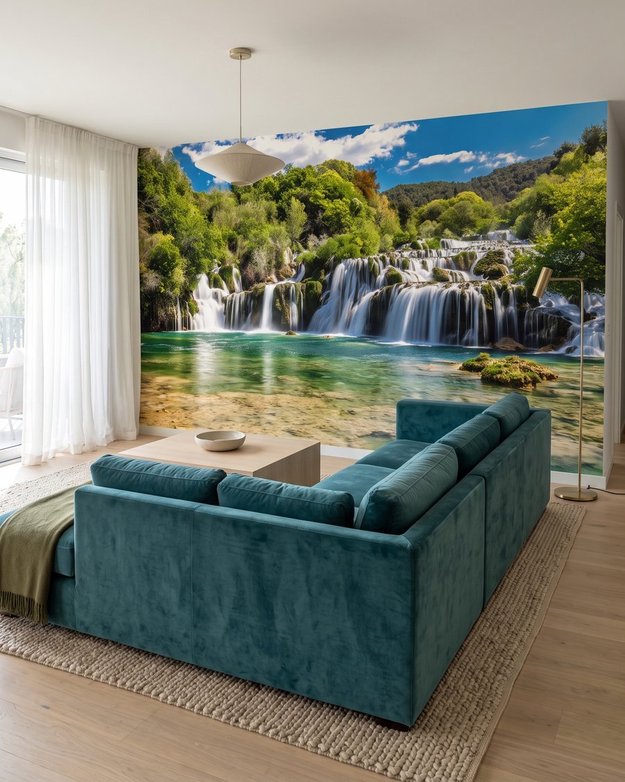 Poza verde bajo cascadas — interior 3