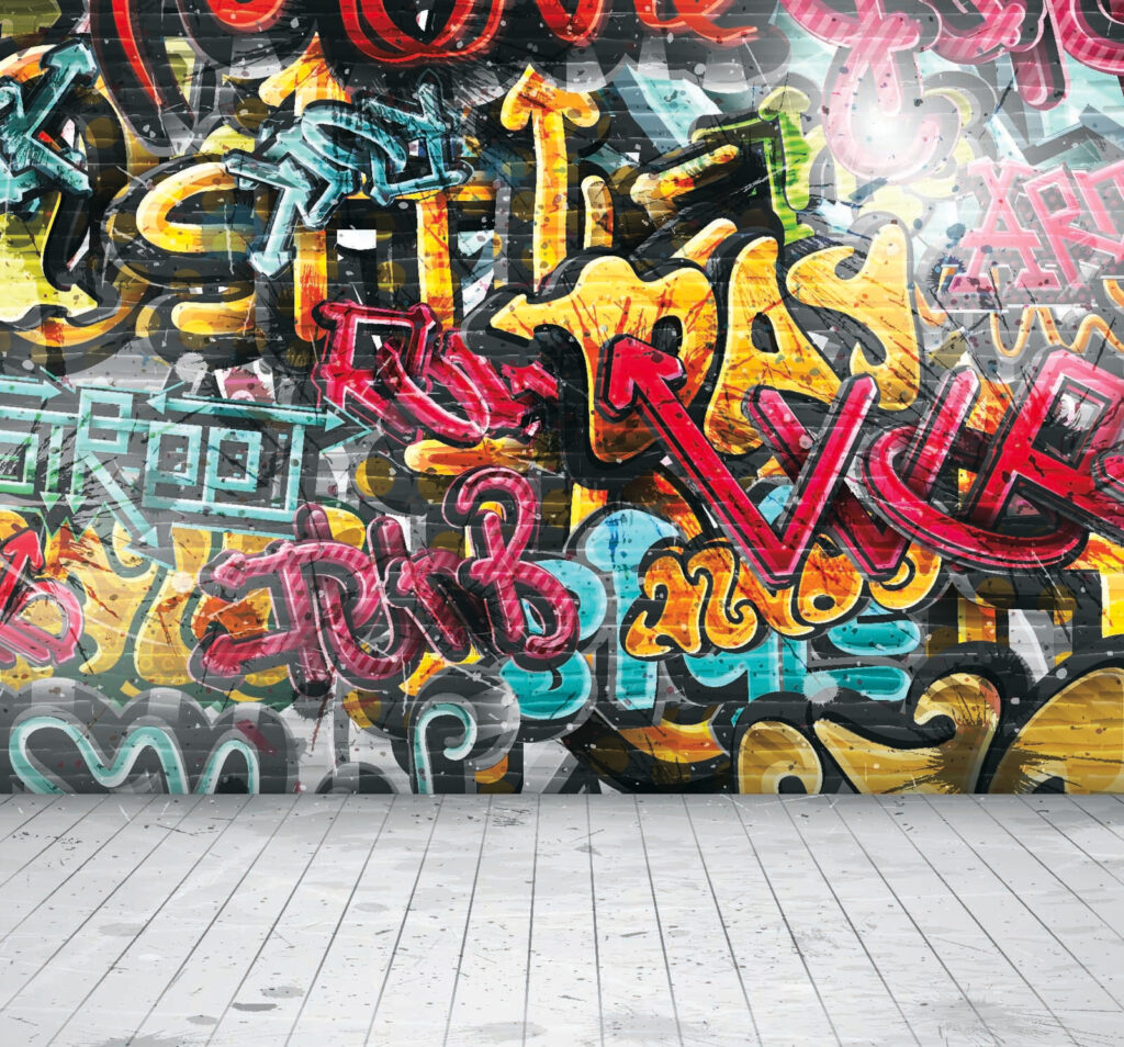 Muro lleno de graffiti — diseño completo