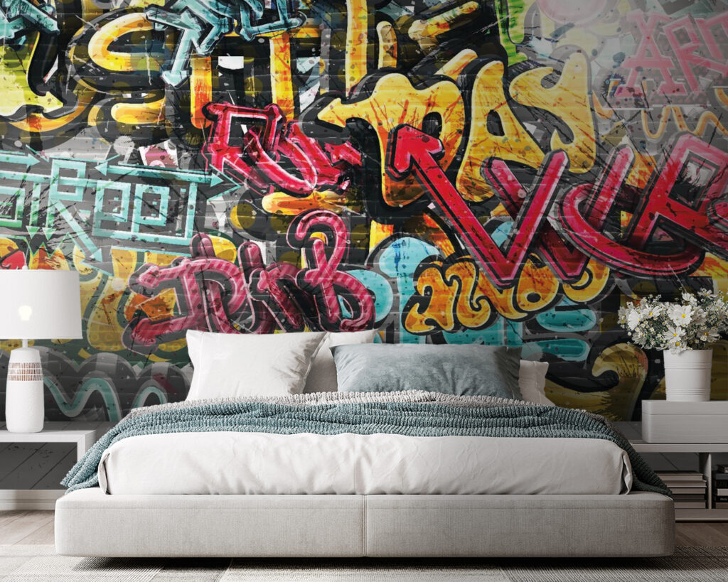 Muro lleno de graffiti — interior 2