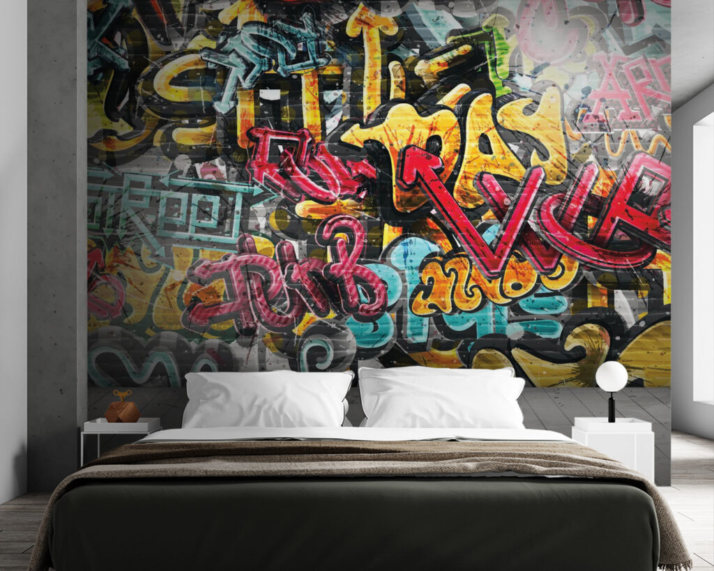 Muro lleno de graffiti — interior 3