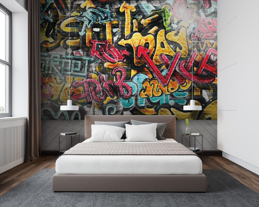 Muro lleno de graffiti — interior 4