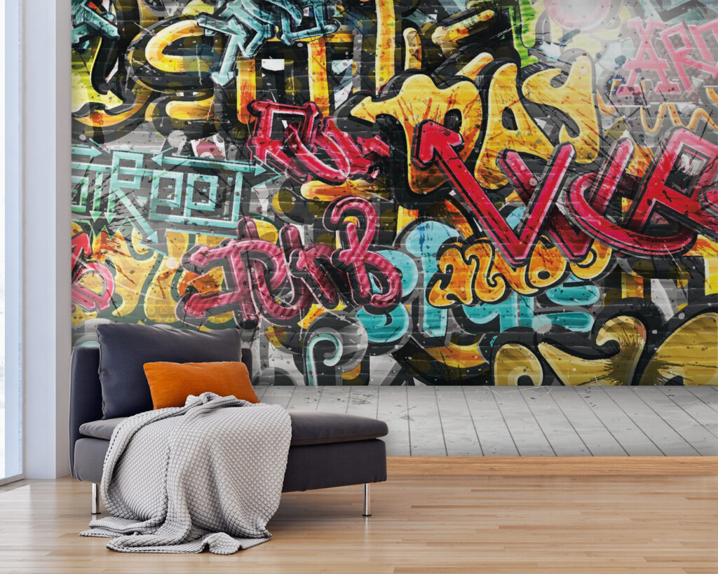 Muro lleno de graffiti — interior 5