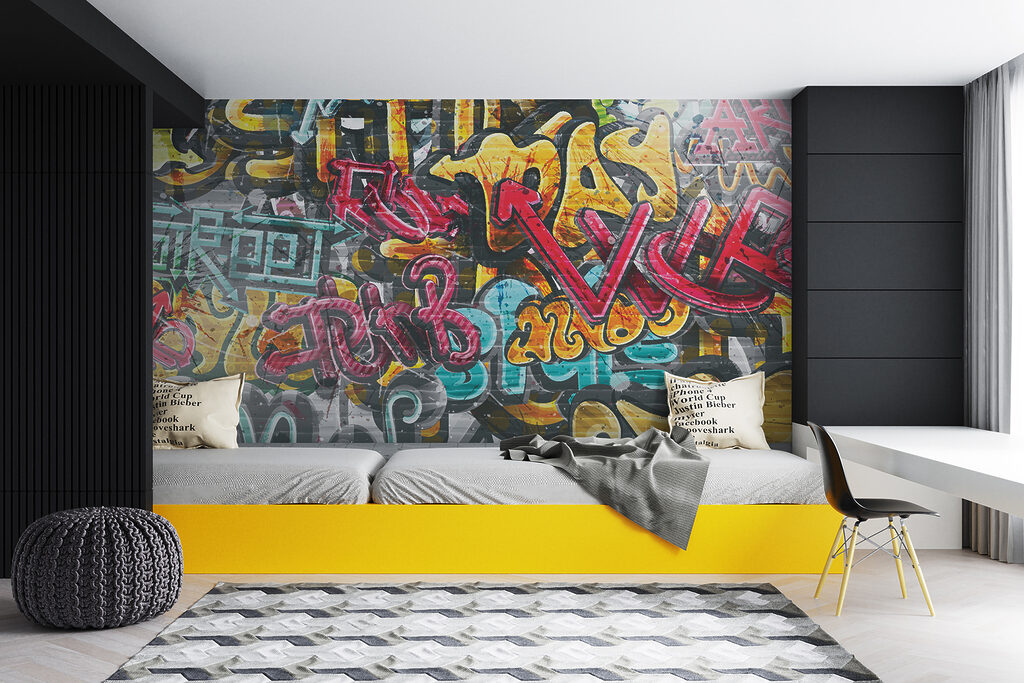 Muro lleno de graffiti — interior 6
