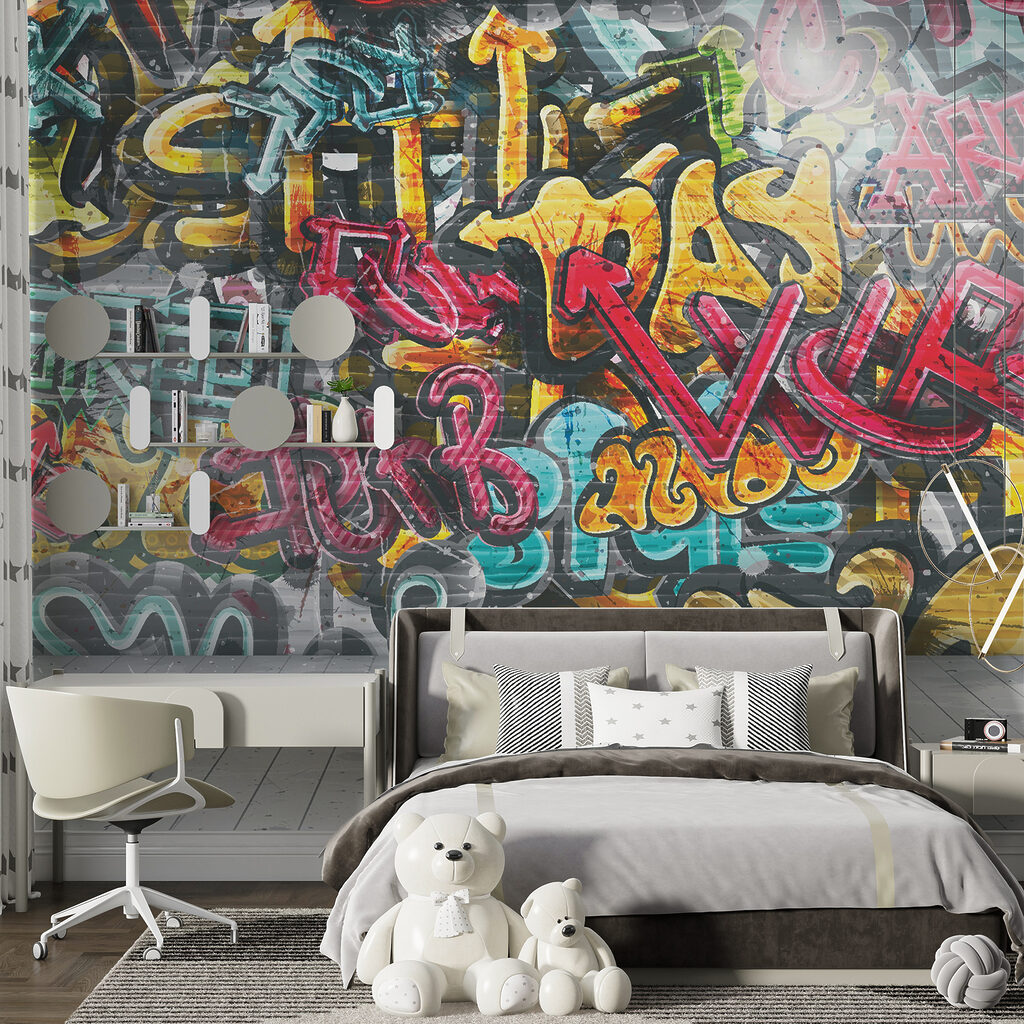 Muro lleno de graffiti — interior 7